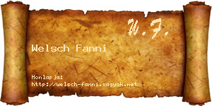 Welsch Fanni névjegykártya